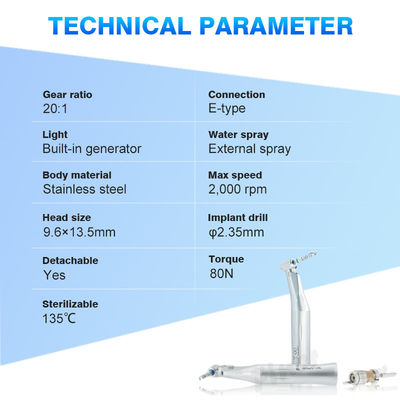 2000rpm зубной имплантат Handpiece 20/1 против угол построенный в свете СИД генератора